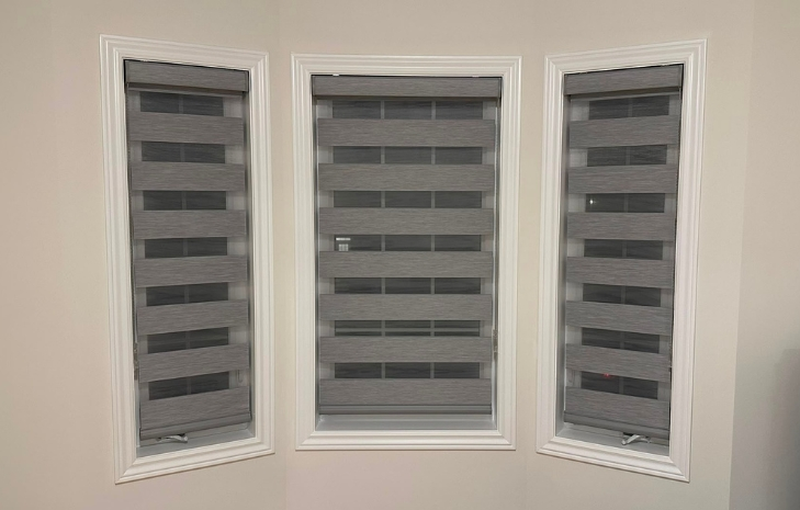 Living room after Shadesloft custom zebra blinds installation